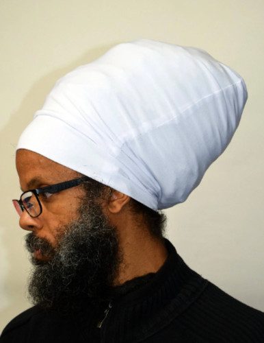 White handmade stretch beanie - handmade,